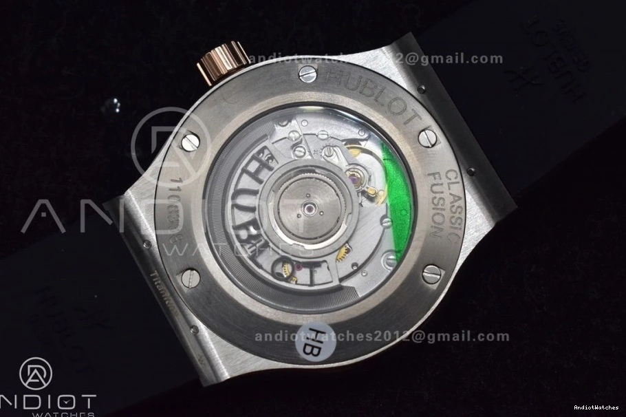 Best on 1:1 Edition Fusion Strap Dial A Black Gummy Black 588 HBF Bold RG 45mm 0204